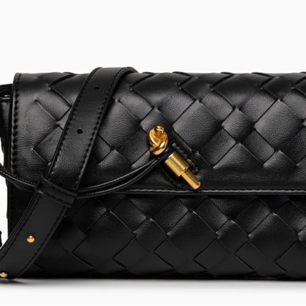Elegant Black Woven Leather Bag
